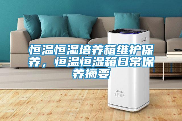 恒溫恒濕培養箱維護保養，恒溫恒濕箱日常保養摘要